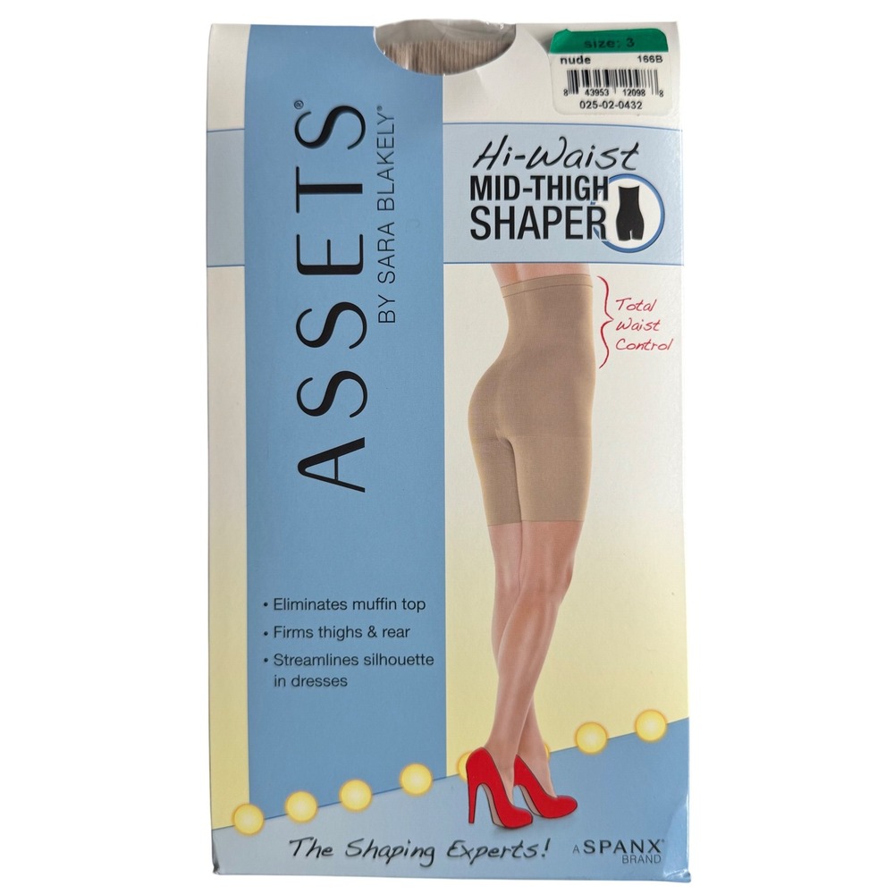 Assets by Sara Blakely Hi Waist Mid Thigh Shaper Nude Size 3 Spanx Shapewear‎